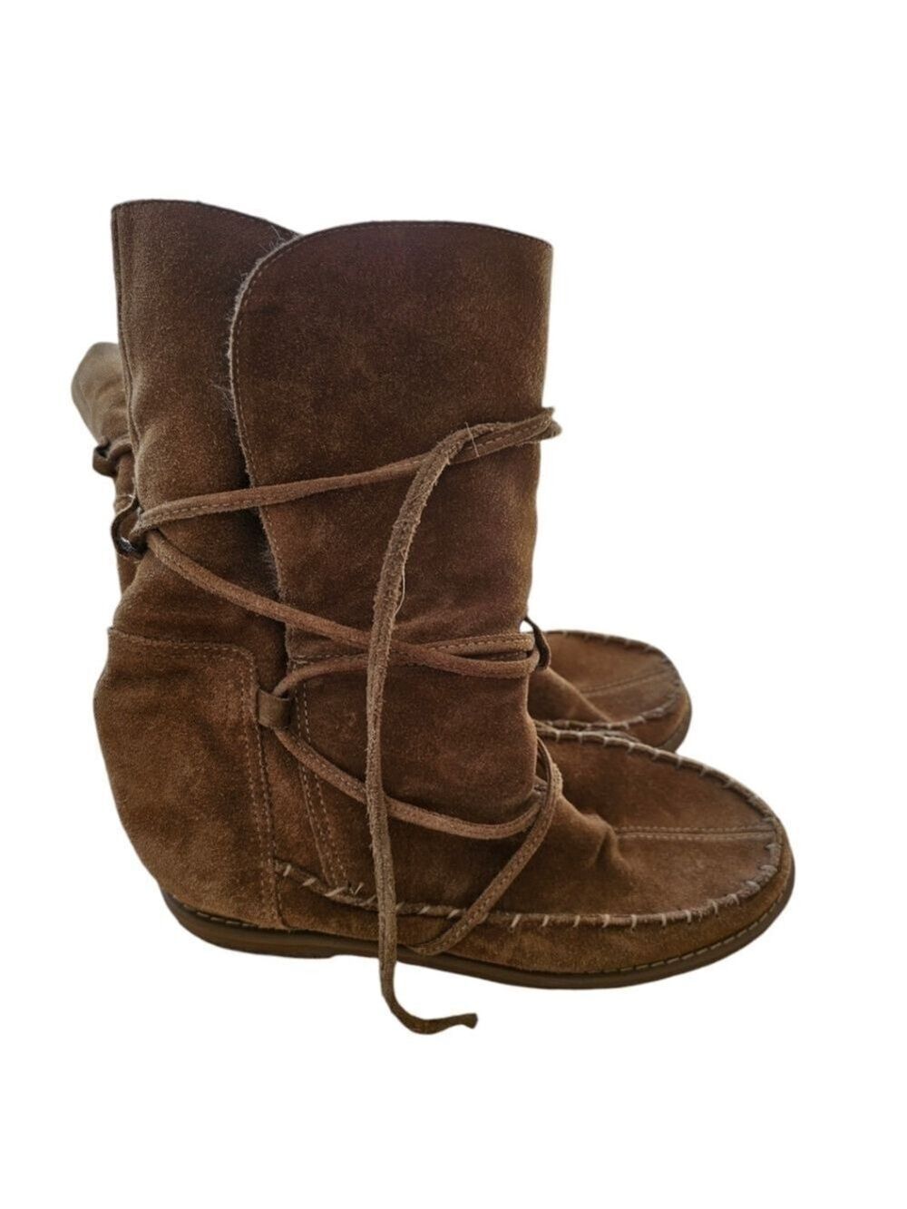 Jack Rogers Little Nell Faux Fur Moccasin Boots Size 8 Tan